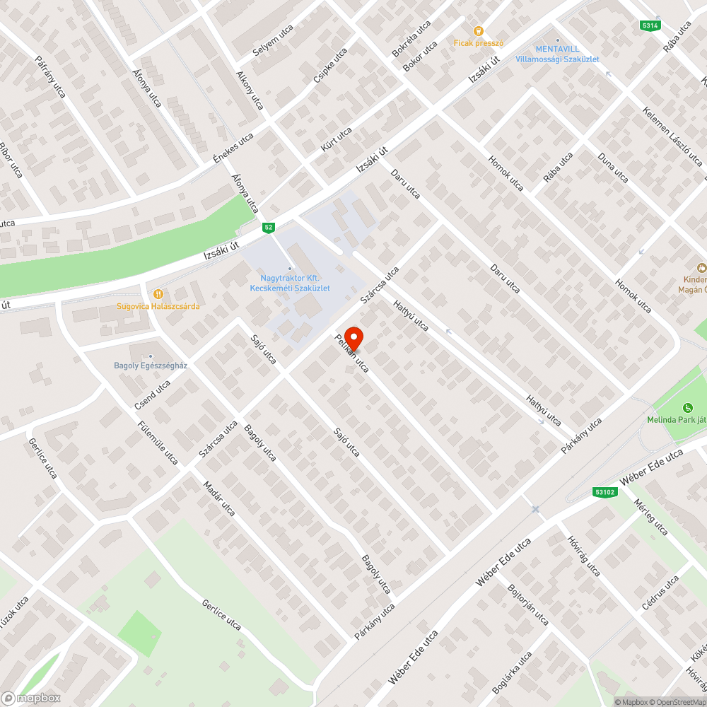 Kátyús "fekvőrendőr" a Pelikán utcában bejelentés helye