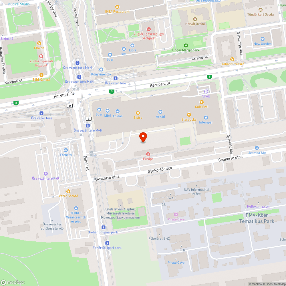 Hiányos növényzet az Árkád bevásárlóközpont mögött. bejelentés helye