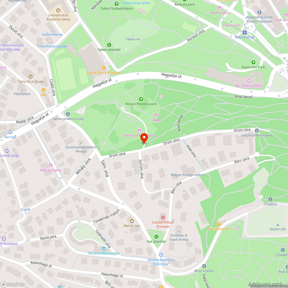 Szemét a Filozofus kertben bejelentés helye