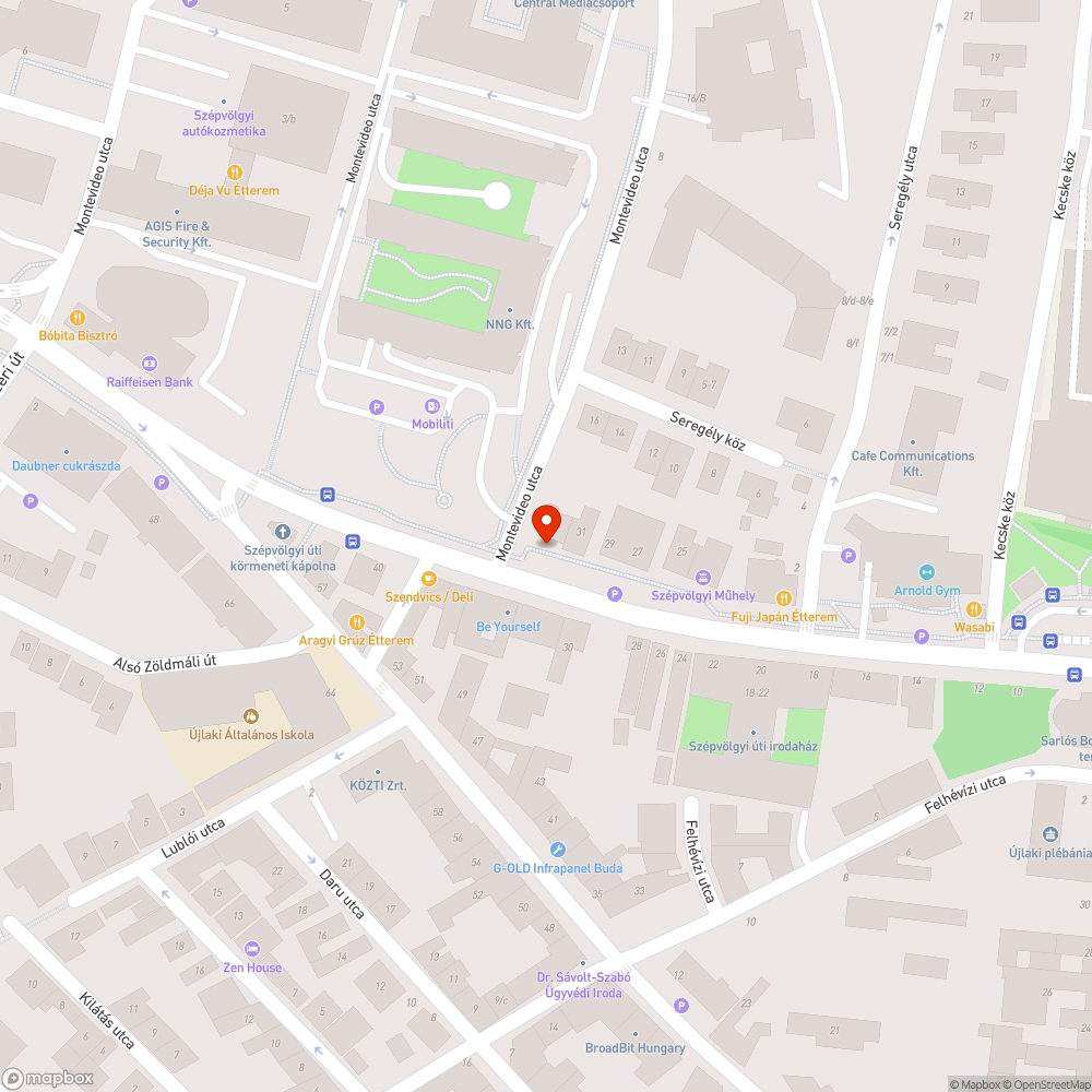 Szépvölgyi út - Montevideo utca kikanyarodás bejelentés helye