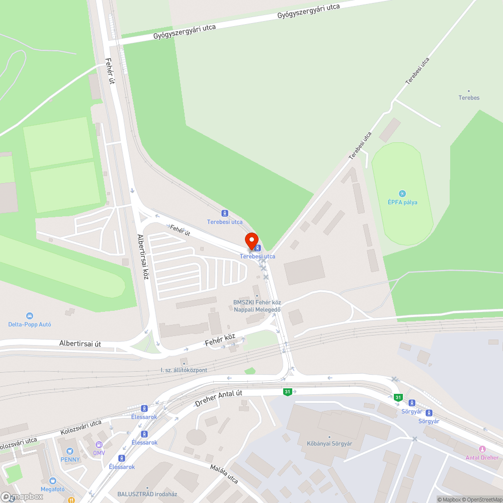 Felhajtó építése, a VT-Arriva parkoló buszainak a Terebesi utcánál. bejelentés helye