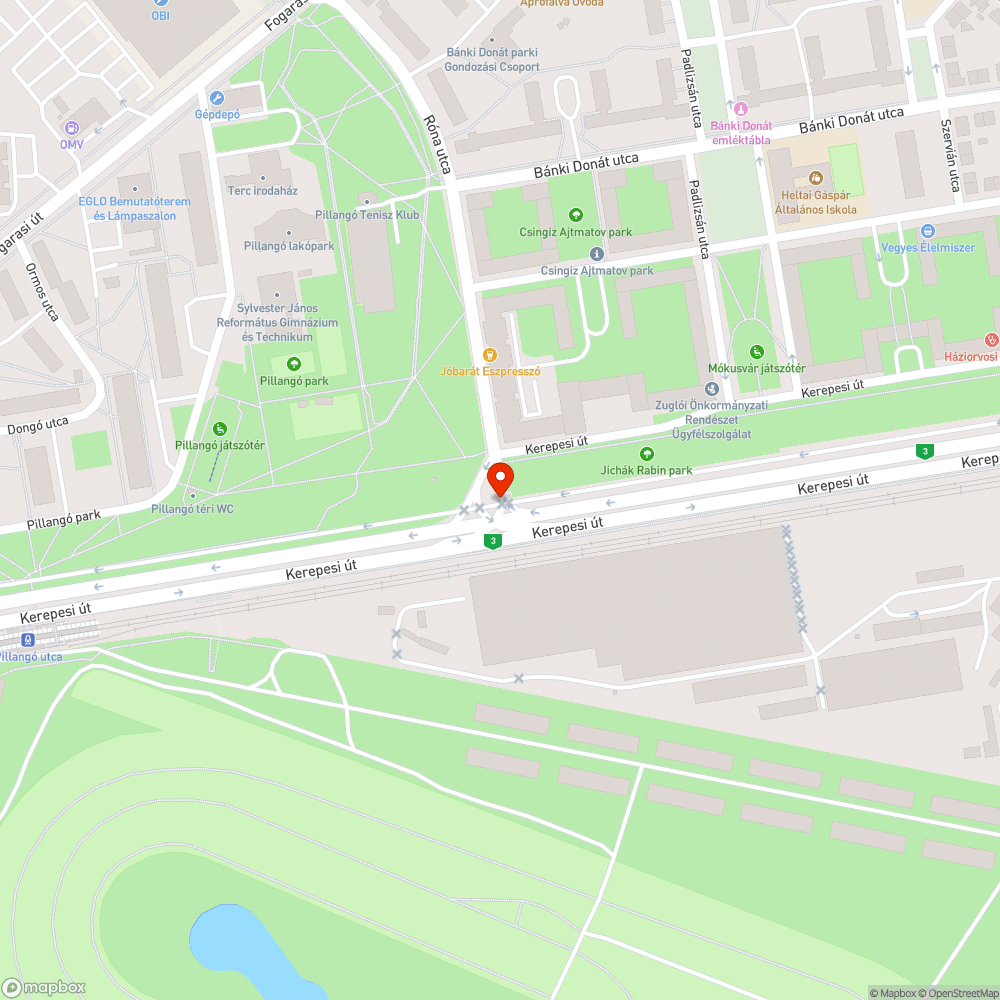 Kátyú a Kerepesi út-Róna utca találkozásánál. bejelentés helye