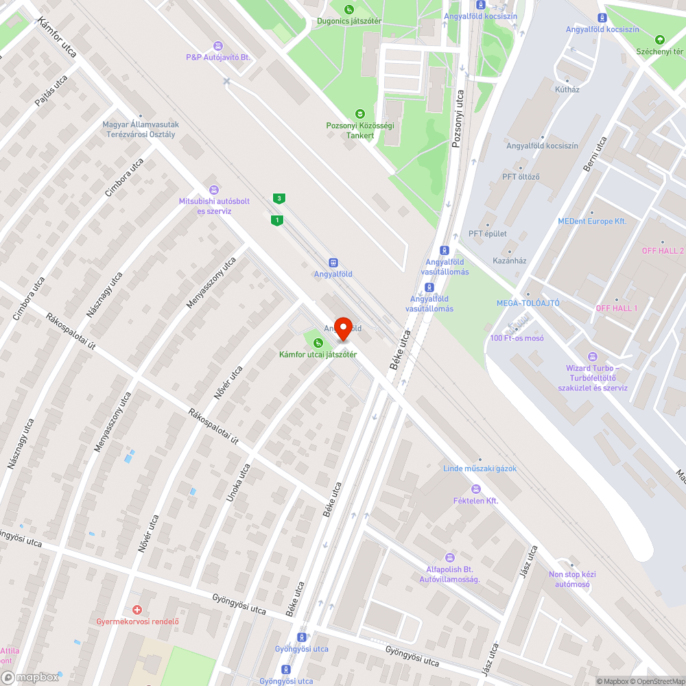 Beszakadó útburkolat bejelentés helye