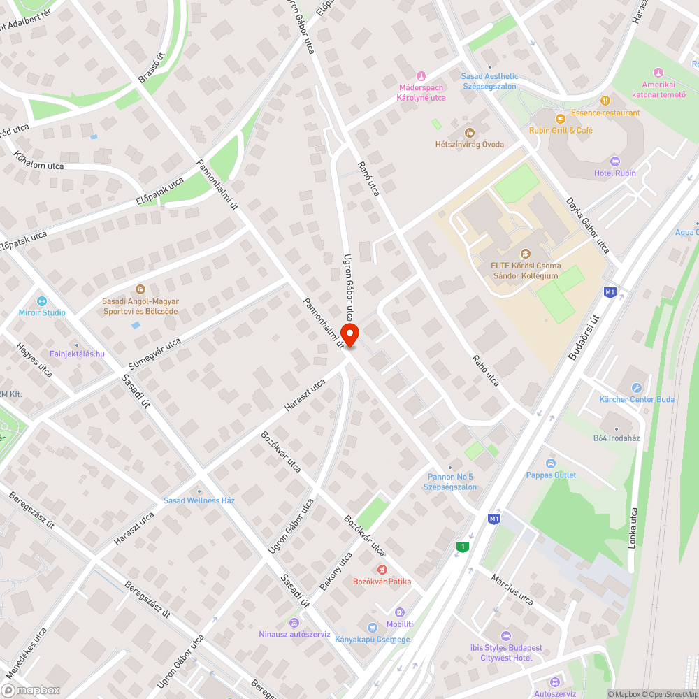 Pannonhalmi út - Rahó fák a járda fölött bejelentés helye