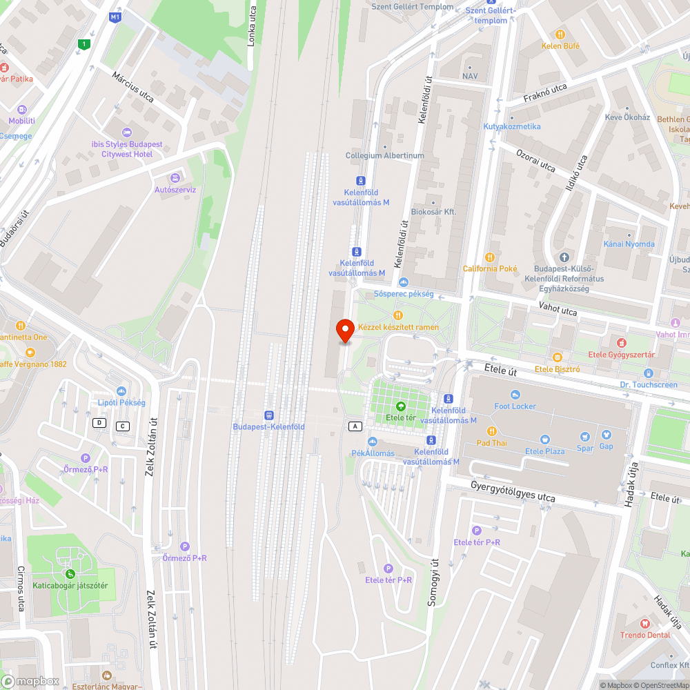 Kelenföld vasútállomás épület előtt pocsolya bejelentés helye