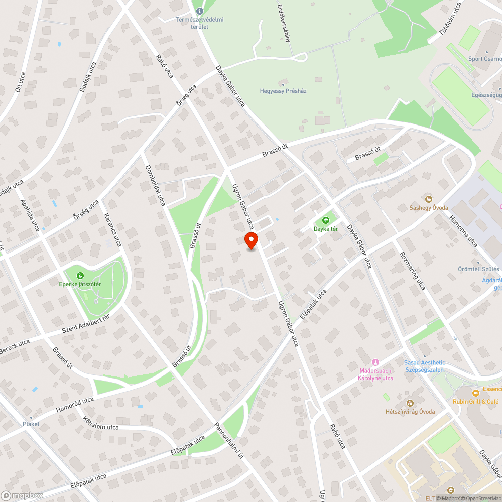 Ugron Gábor utca zöldhulladék bejelentés helye