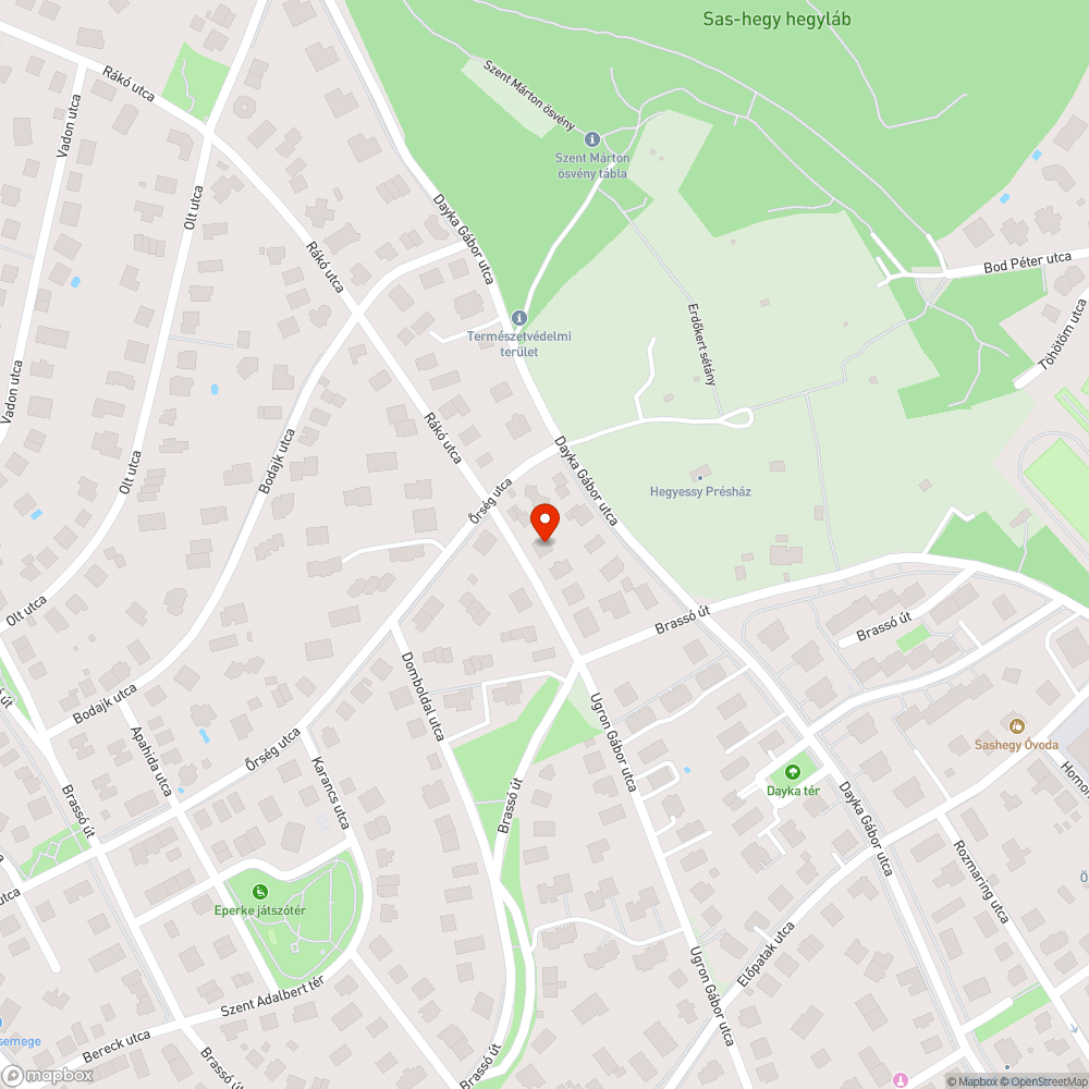 Rákó utca vízelvezető rács bejelentés helye