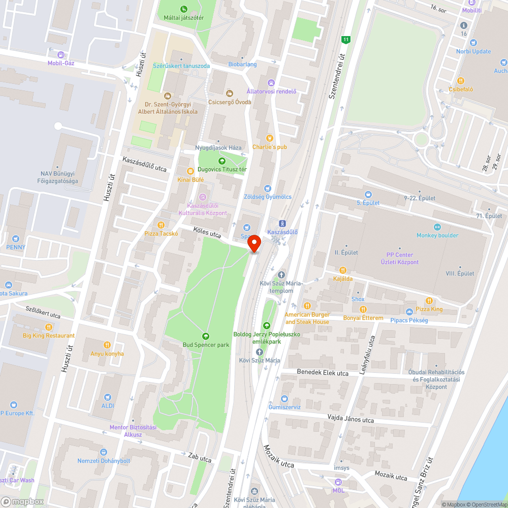 Óriáskátyú a Búza utcában bejelentés helye