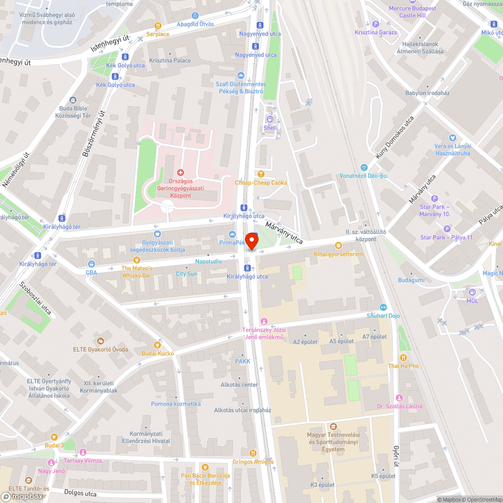 Kátyúk a Márvány utca „bejáratánál” bejelentés helye