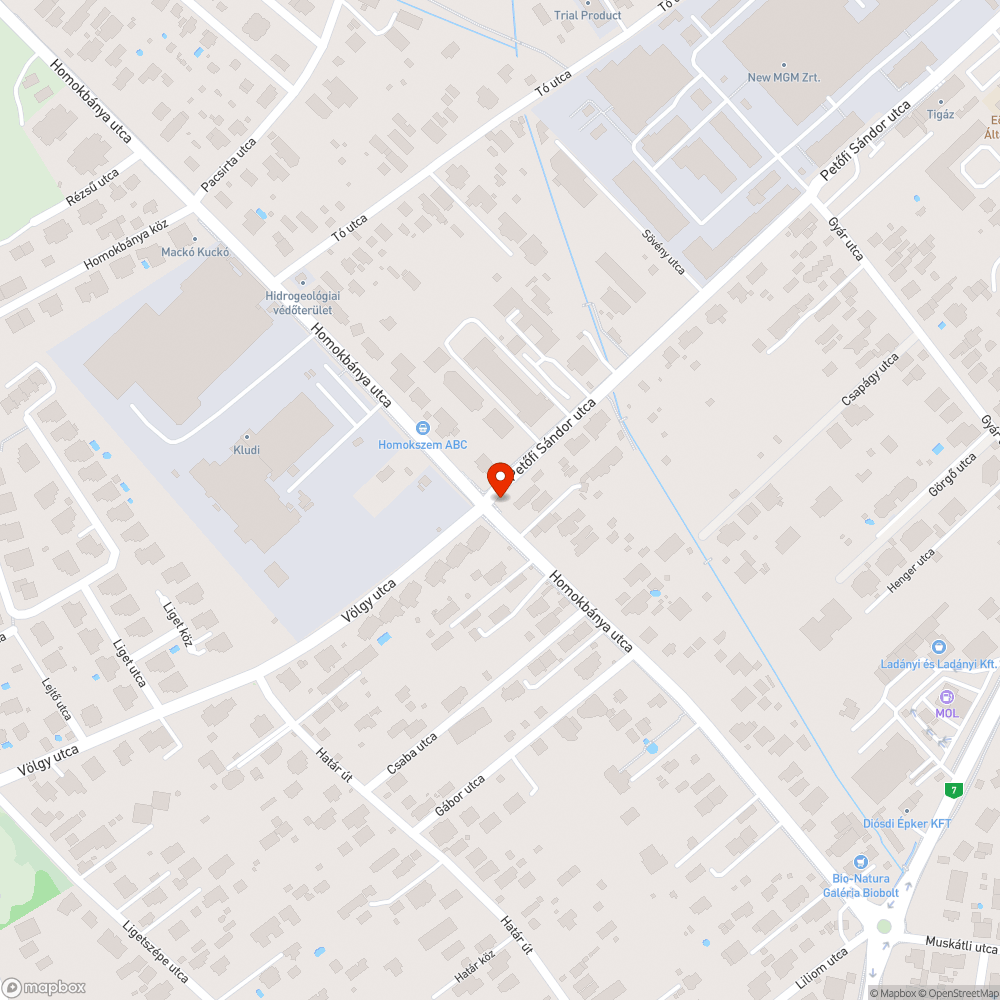 Diósd Homokbánya utca és Völgy út kereszteződés kátyú bejelentés helye