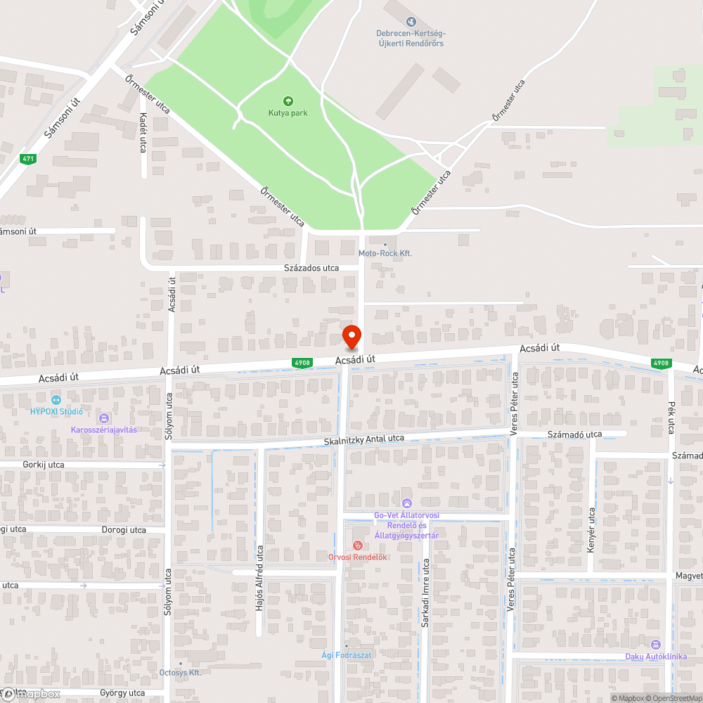 Út melletti kátyú bejelentés helye