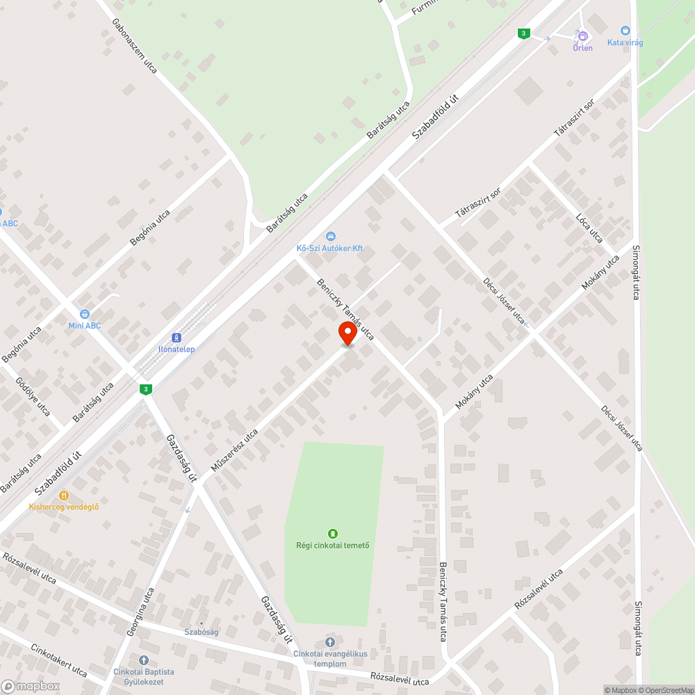 Beszakadt úttest bejelentés helye