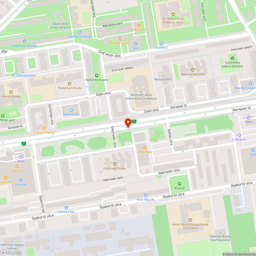 Hibás közvilágítás a Kerepesi úton bejelentés helye