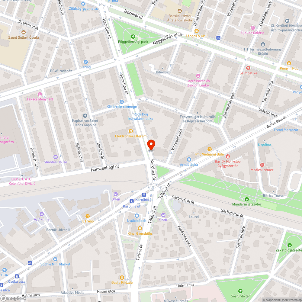 Hetek óta esti töksötétség a Karolina úton bejelentés helye