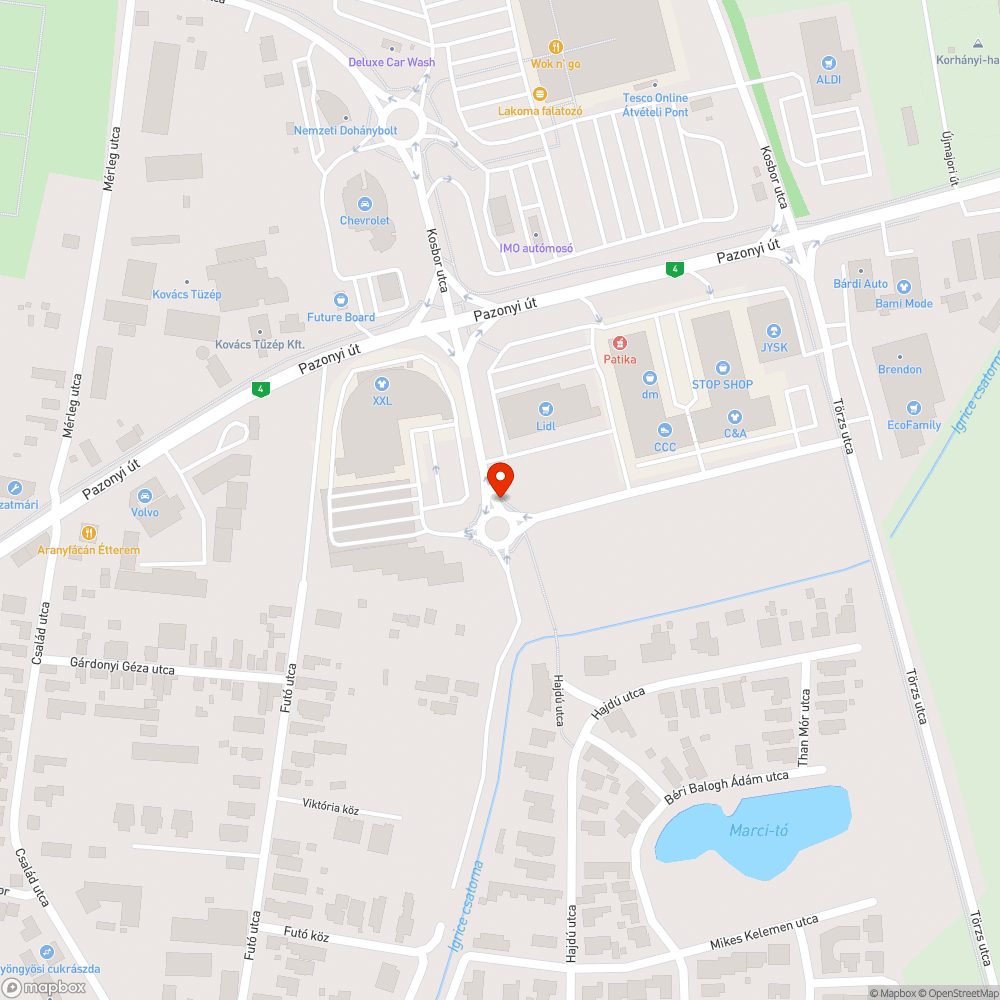 Kátyúk bejelentés helye