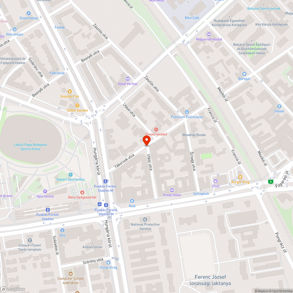 Mély kátyú az Utász utcában bejelentés helye