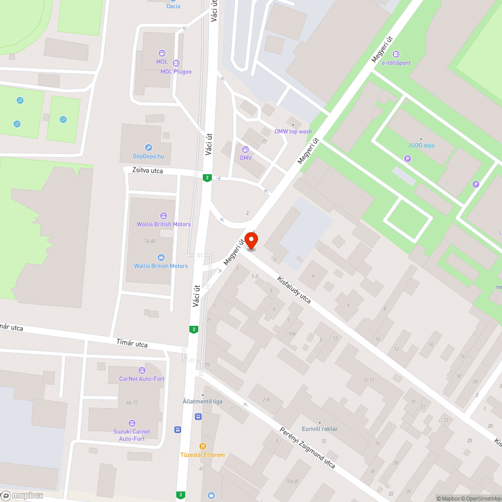 Kátyú a Kisfaludy utcában bejelentés helye