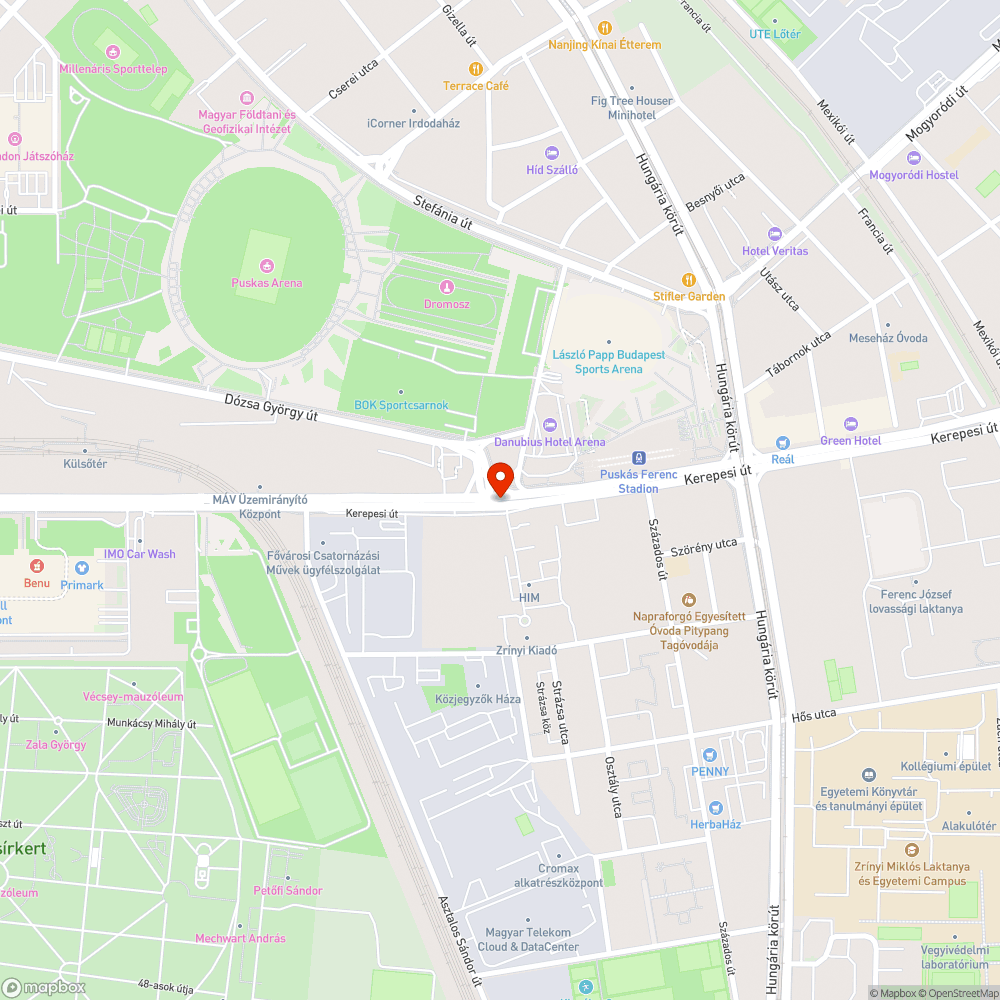 Szétesett gyalogos lámpa a Kerepesi úton bejelentés helye