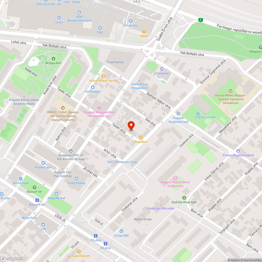 Kátyúk az úton bejelentés helye