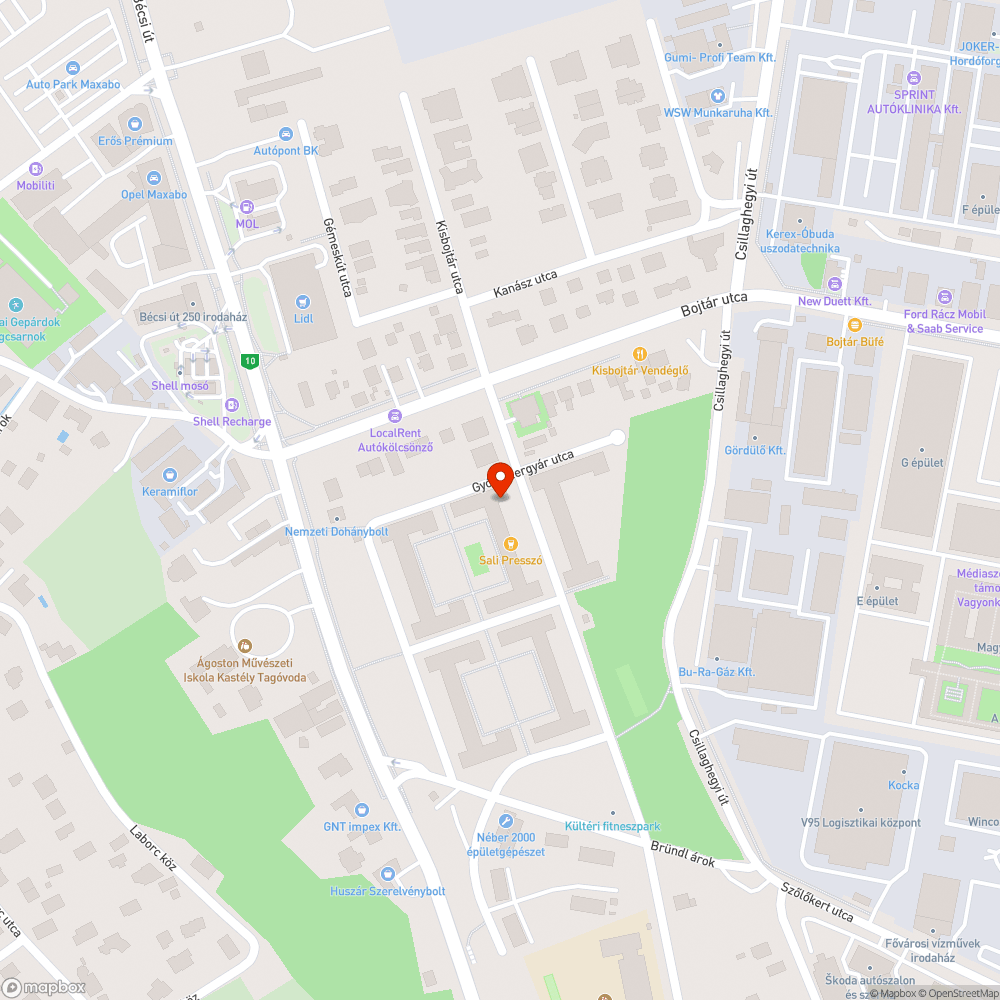 Elhagyott jármű a gyógyszergyár utcai lakótelepen bejelentés helye