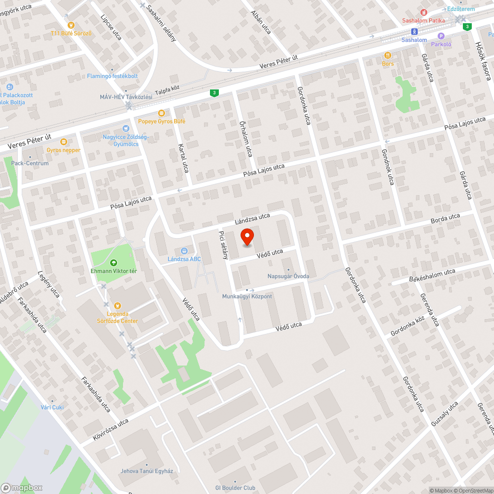 Èletveszélyes dőlésszögben lèvő fa bejelentés helye