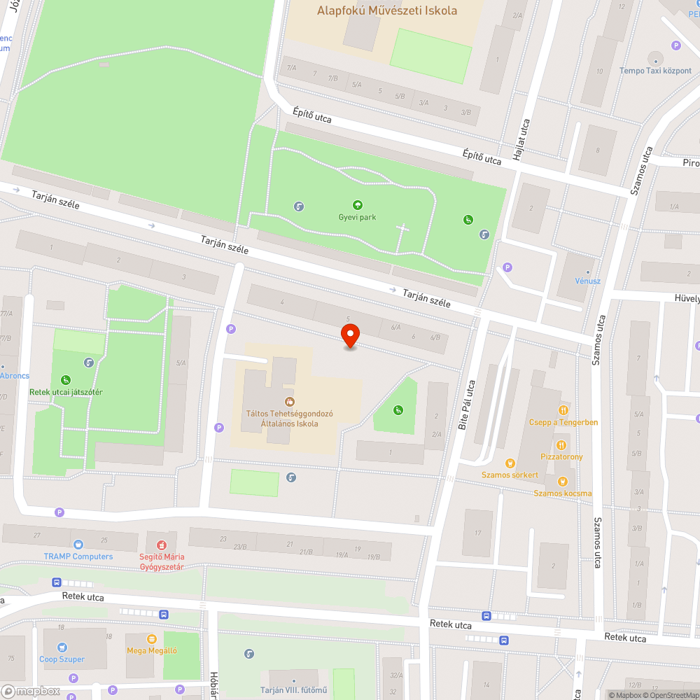 Tarján széle 5/B előtti masszív darázsfészek bejelentés helye