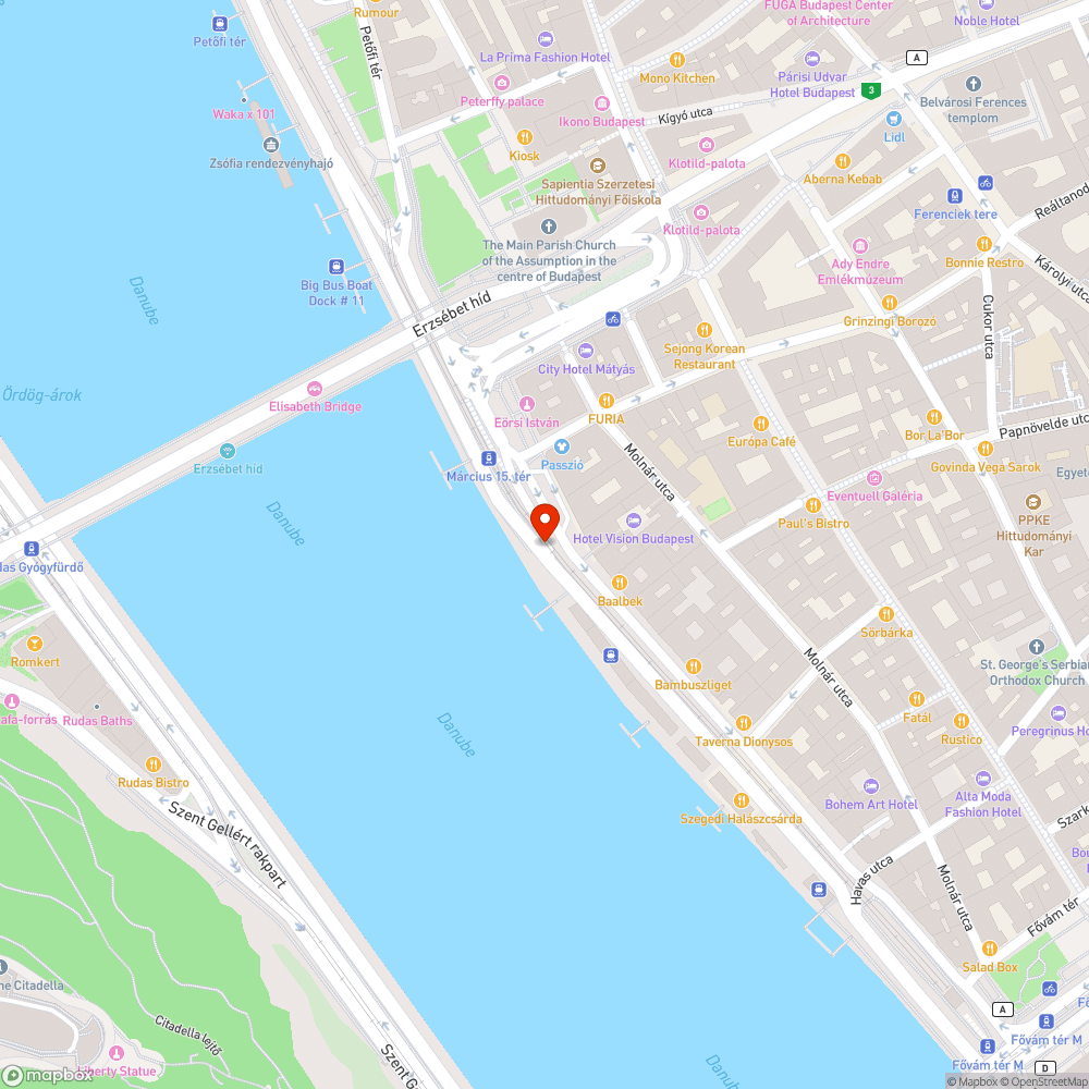 Pesti Alsó rakpart kerékpárral bejelentés helye