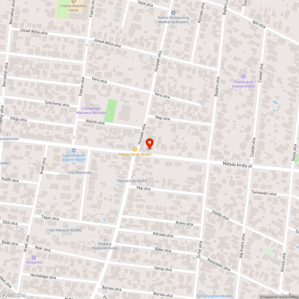 Mátyás király úti gyalogosátkelő bejelentés helye