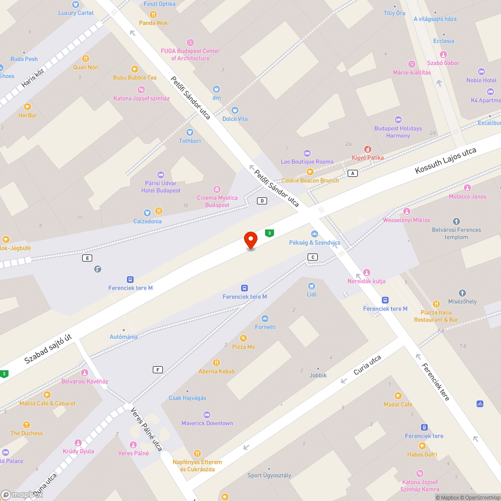 Ferenciek terei fa metszése bejelentés helye