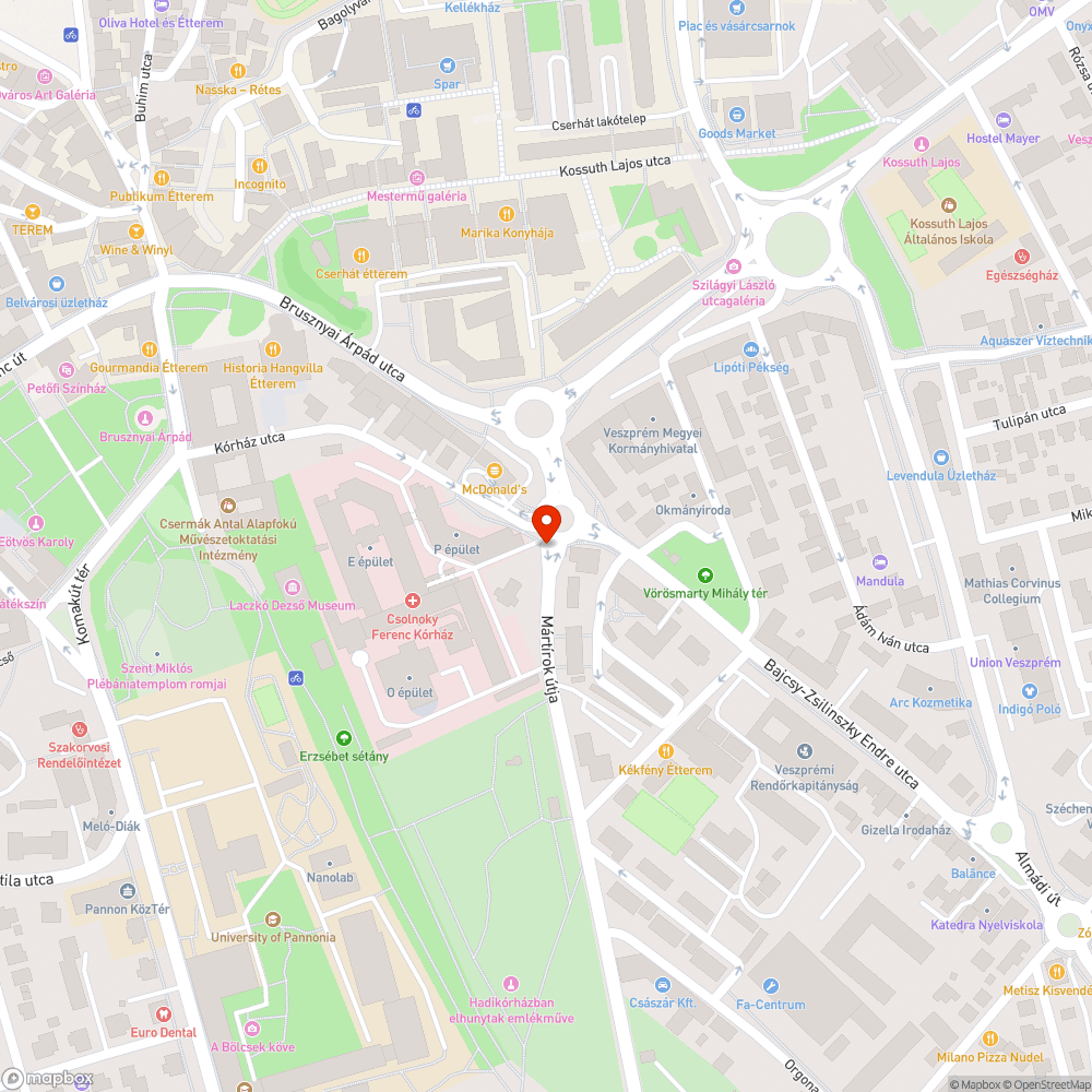 Kórházba vezető járda hibája bejelentés helye