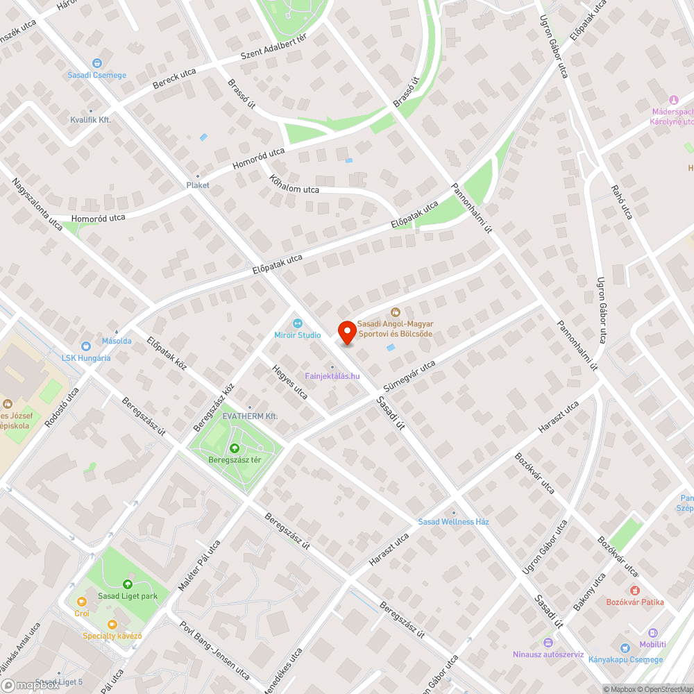 Sasadi út sebességjelző tábla bejelentés helye