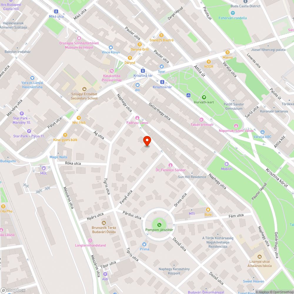 Naphegyi  fekvőrendőrök bejelentés helye