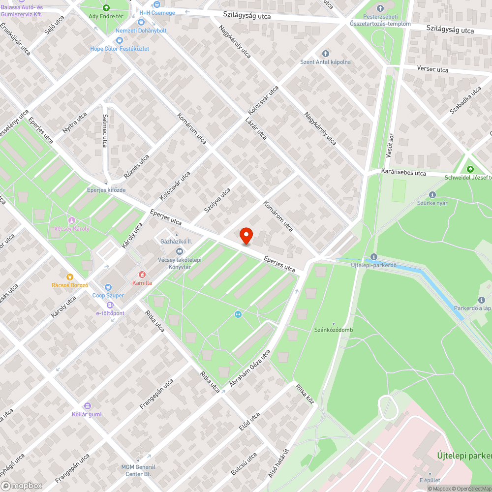 Buszmegálló előtti mély kátyú bejelentés helye