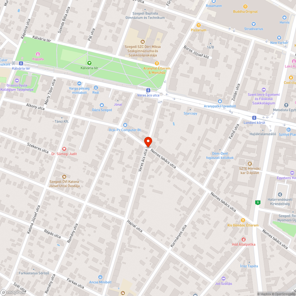 Veres Ács utca - Nemestakács utca sarkon elhagyott jármű bejelentés helye