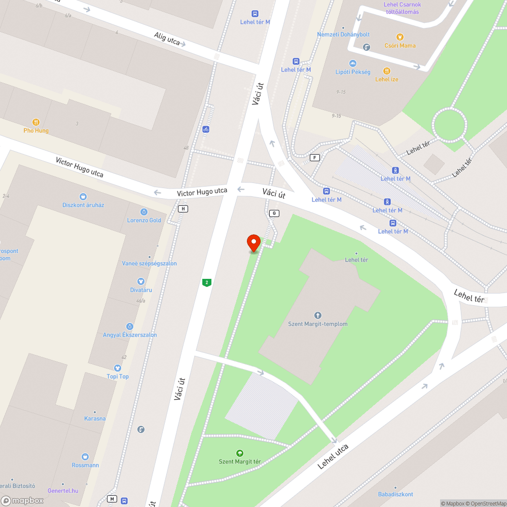 Megrongált tűzcsap a Lehel térnél bejelentés helye