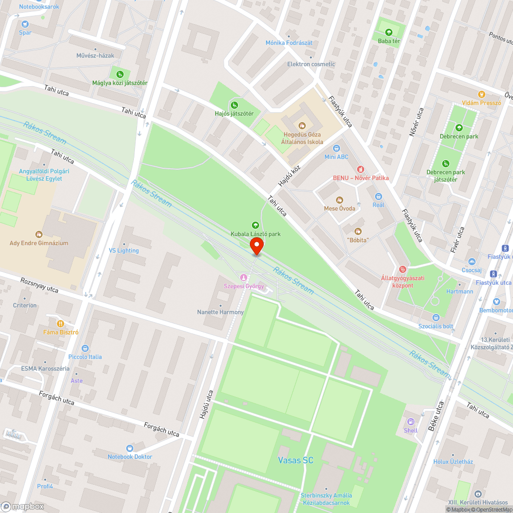 Elalgásodott patak bejelentés helye