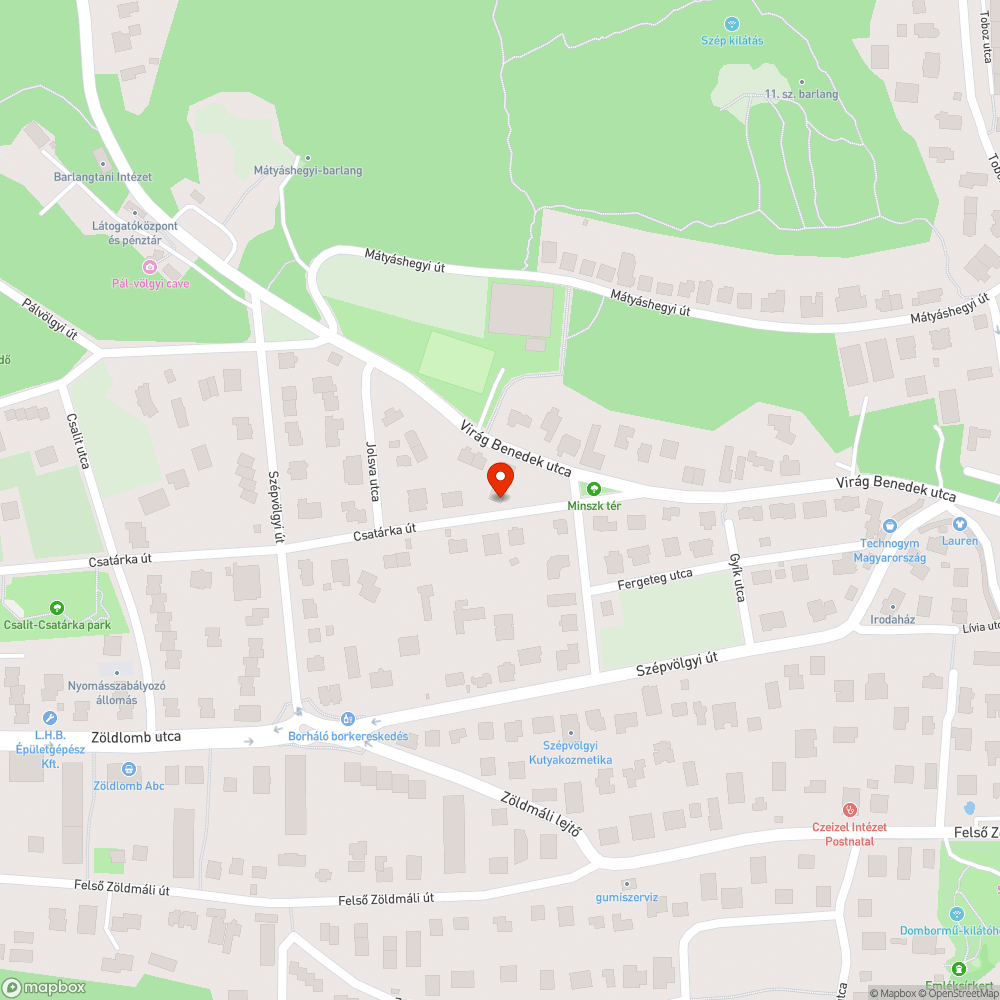 Csatárka utcai kátyúk bejelentés helye