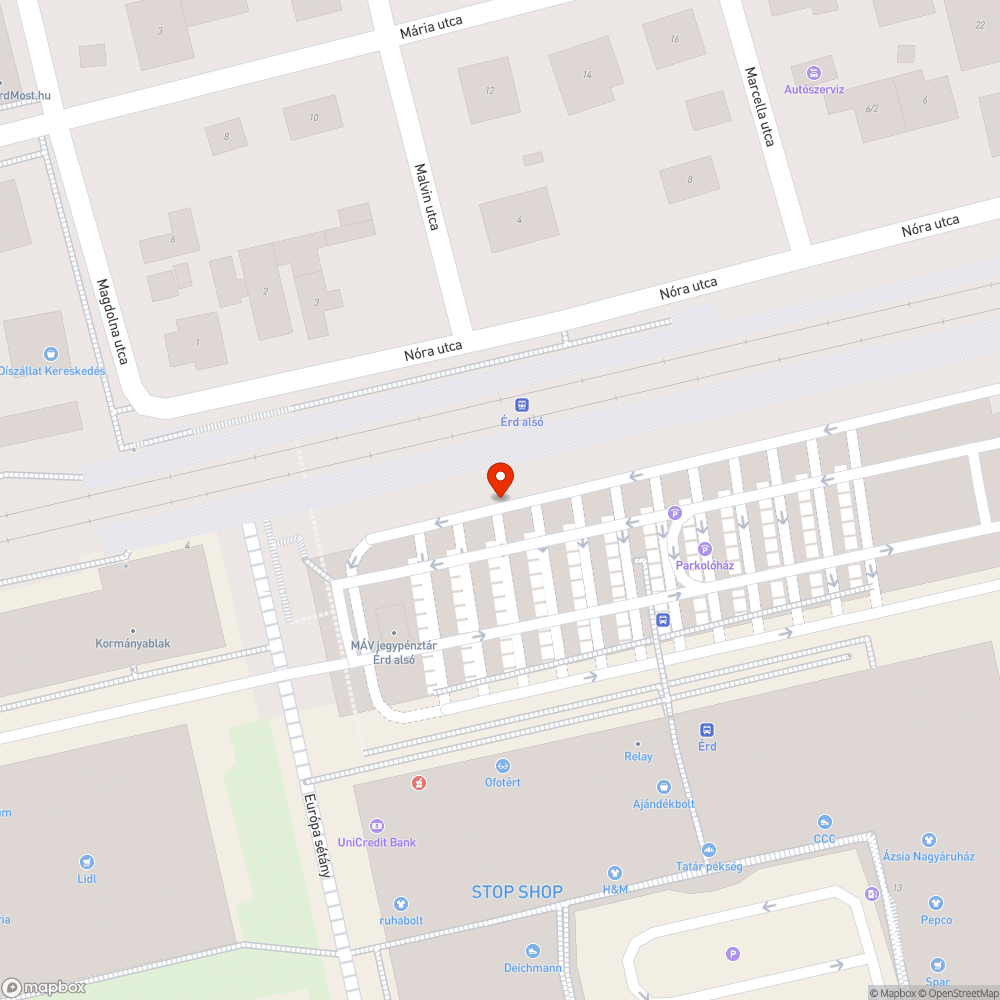 Darabokra tört beton a pályaudvaron - Érd, Stop-shop bejelentés helye