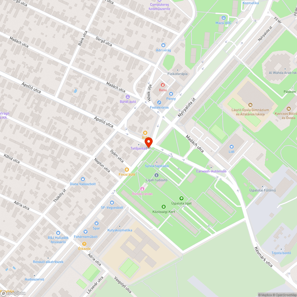 Kátyú, és csatorna-vízelvezető bejelentés helye