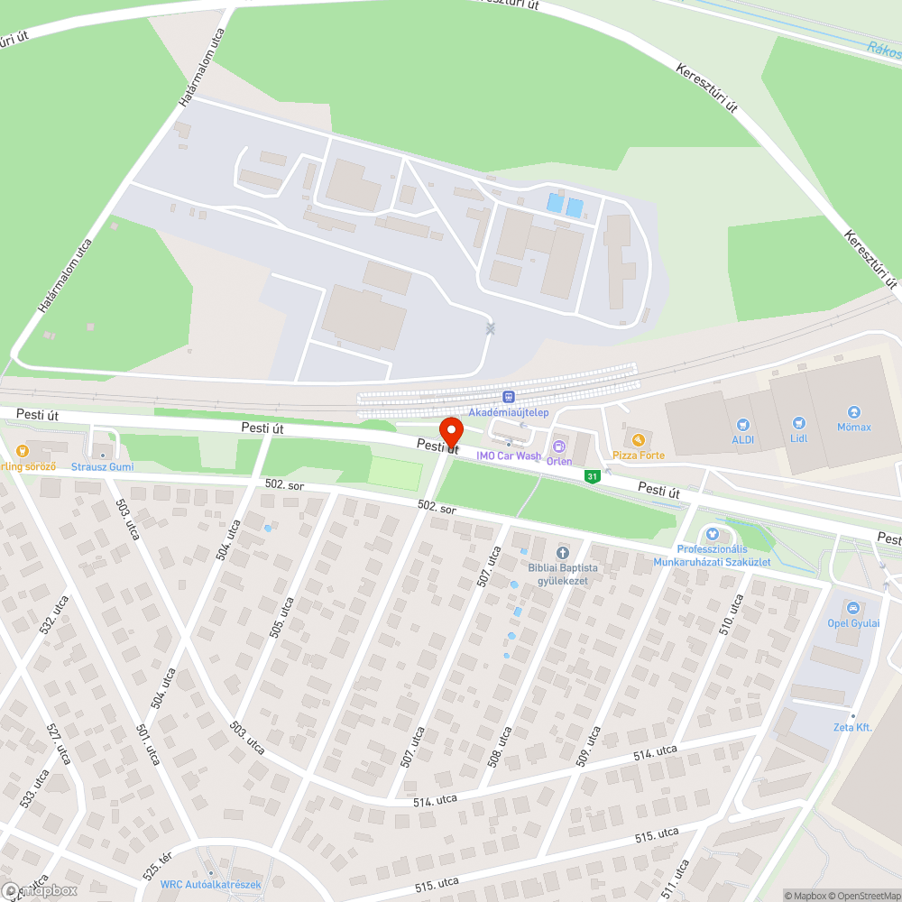 Hosszú piros lámpa (Akadémiaújtelep vasút) bejelentés helye