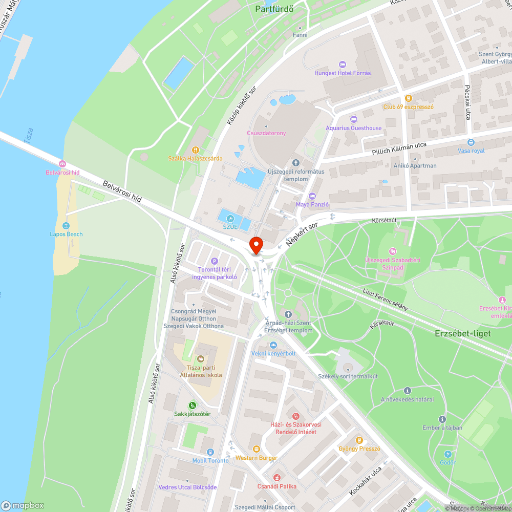 Szeged, Torontál tér, közlekedési lámpa bejelentés helye