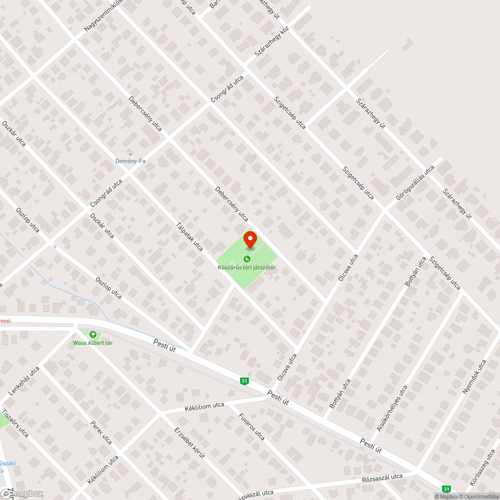 Megrongált pad bejelentés helye