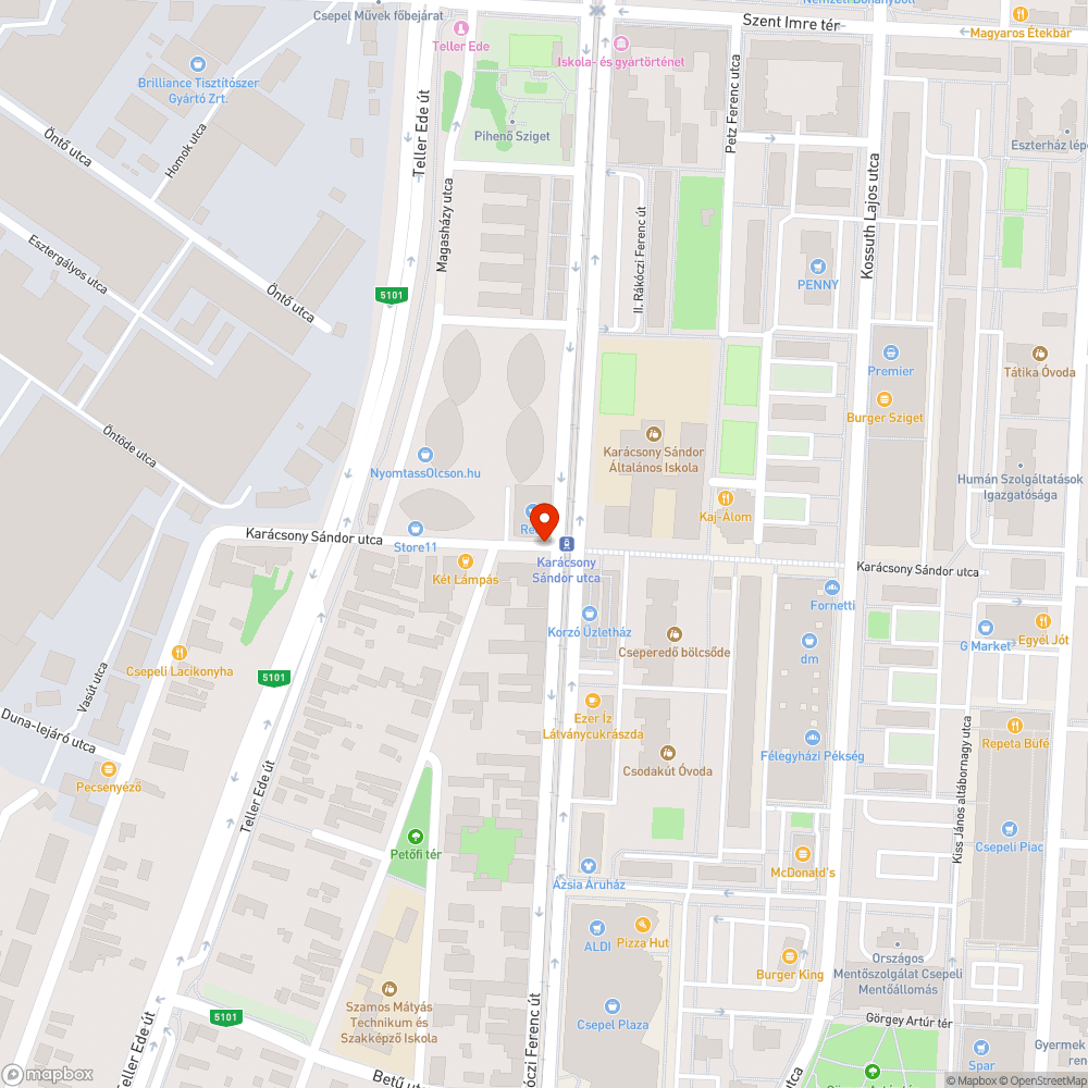 Aszfalt alól kilógó macskakő bejelentés helye