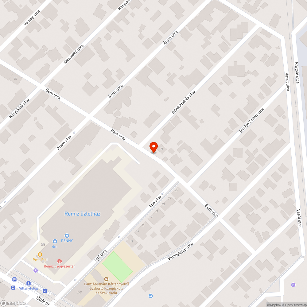 Hiányos járdaszakasz bejelentés helye