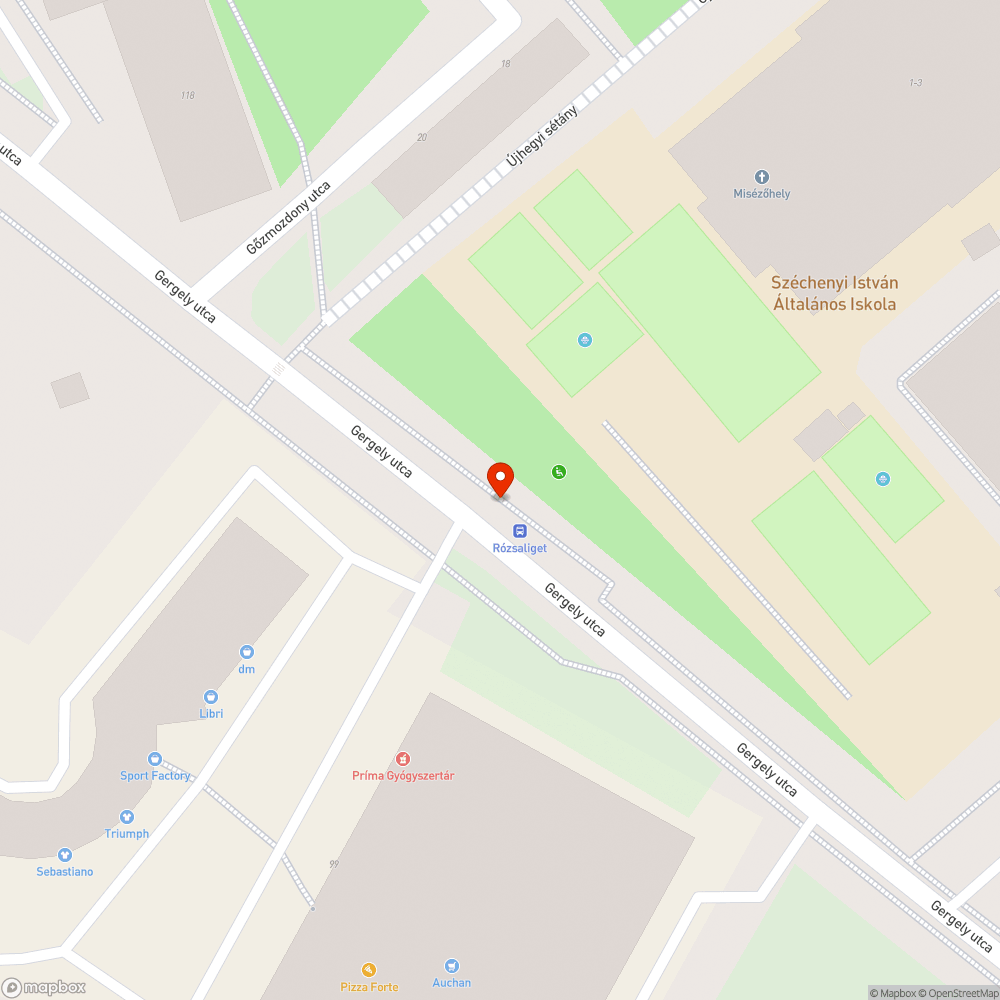 Lekopott pad a Rózsaligeti buszmegállónál bejelentés helye