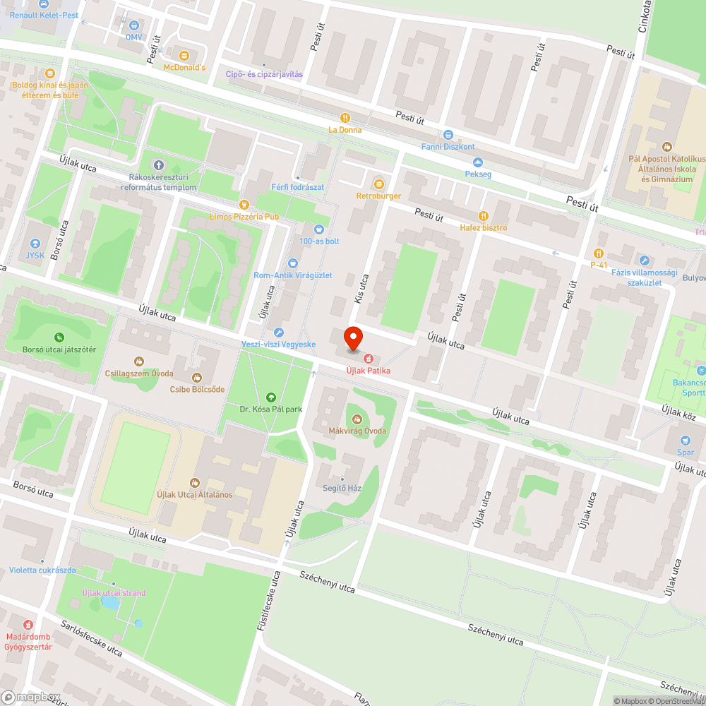 Rendelő előtti járda bejelentés helye