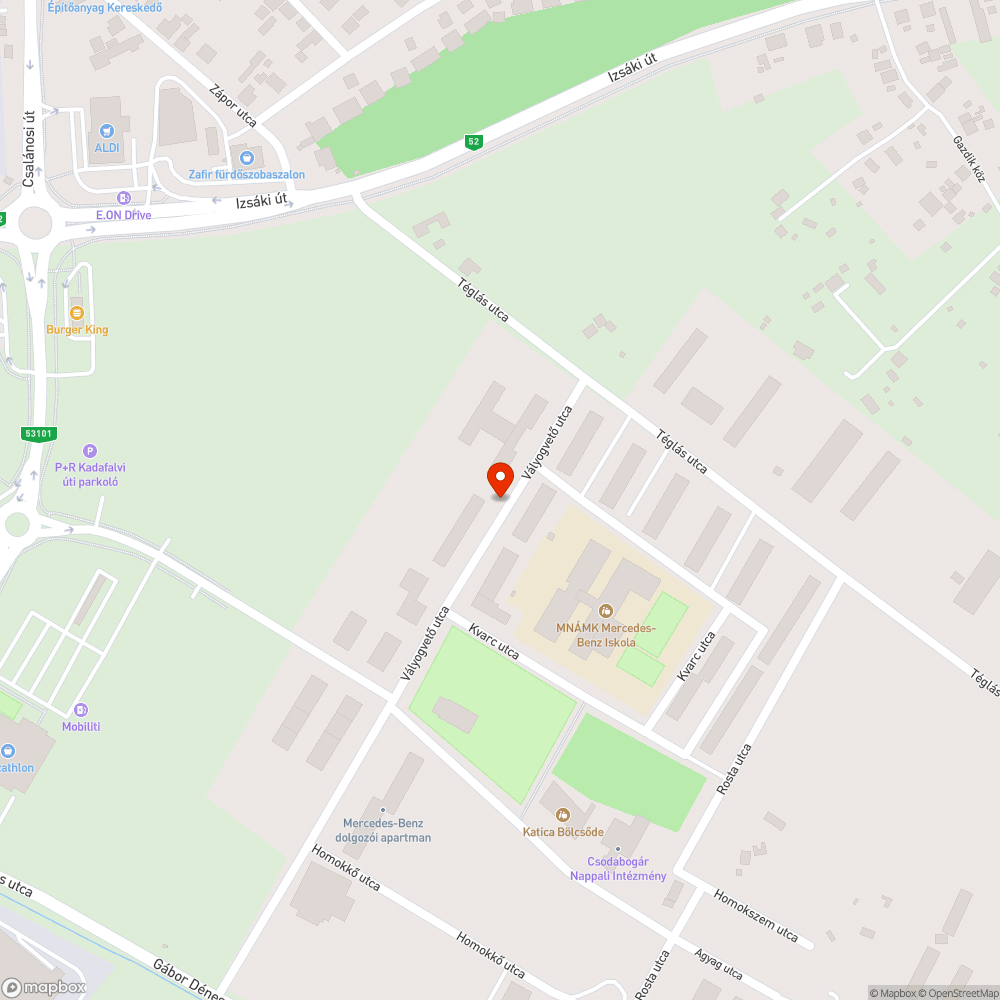 Kátyú bejelentés helye