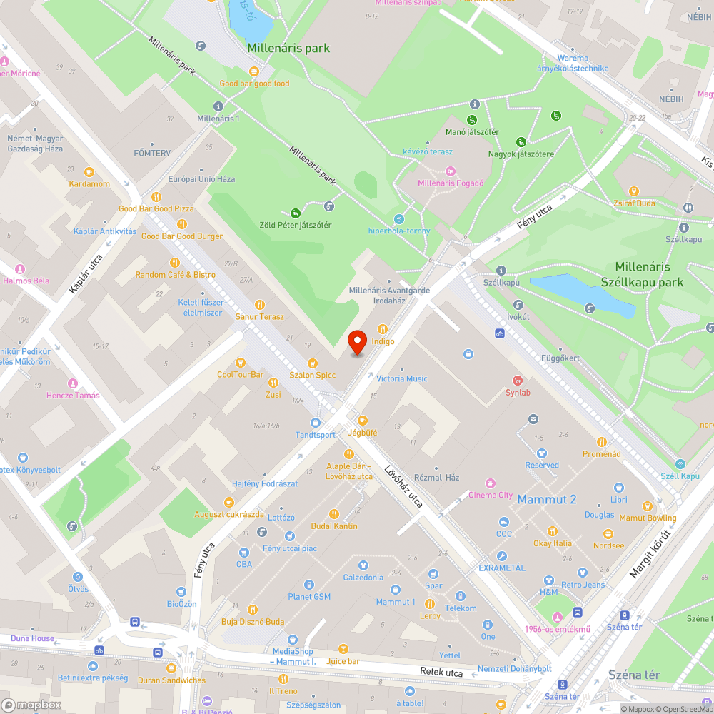 A Fény utcai építkezés melletti gyalogosforgalom bejelentés helye