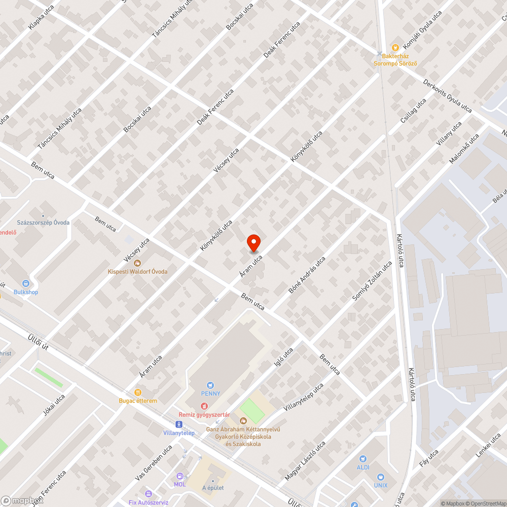 1193 Budapest, Áram utca 28. előtti járda bejelentés helye