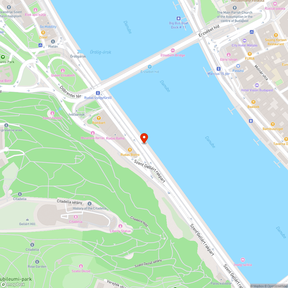 Kiszedett korlát a Rudas fürdőnél bejelentés helye